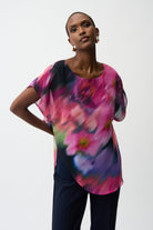 Recycled Chiffon Floral Print Asymmetrical Layered Top