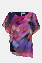 Recycled Chiffon Floral Print Asymmetrical Layered Top