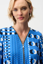 Silky Knit Dot Print Fit and Flare Tunic With Zipper Neckline