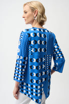 Silky Knit Dot Print Fit and Flare Tunic With Zipper Neckline