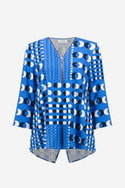 Silky Knit Dot Print Fit and Flare Tunic With Zipper Neckline
