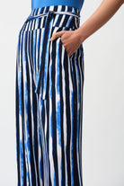Silky Knit Stripe Print Wide Leg Pull-On Pants