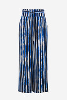 Silky Knit Stripe Print Wide Leg Pull-On Pants
