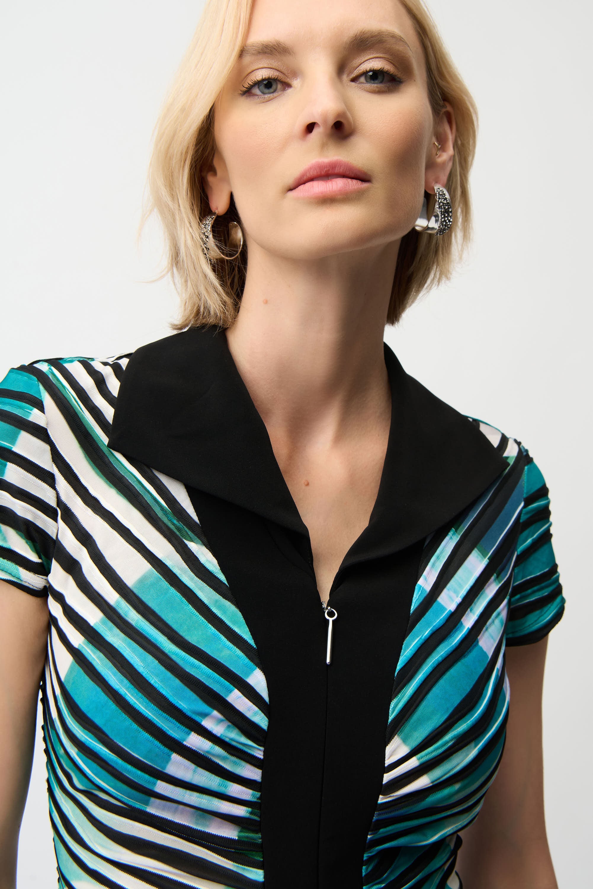 Cascade Knit Geometric Print Sheath Dress
