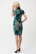 Cascade Knit Geometric Print Sheath Dress
