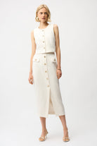 Bouclé Sleeveless Vest With Gold Buttons