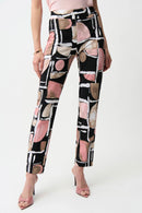 Joseph Ribkoff Silky Knit Abstract Print Straight Pull-On Pants-261309
