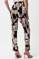 Joseph Ribkoff Silky Knit Abstract Print Straight Pull-On Pants-261309
