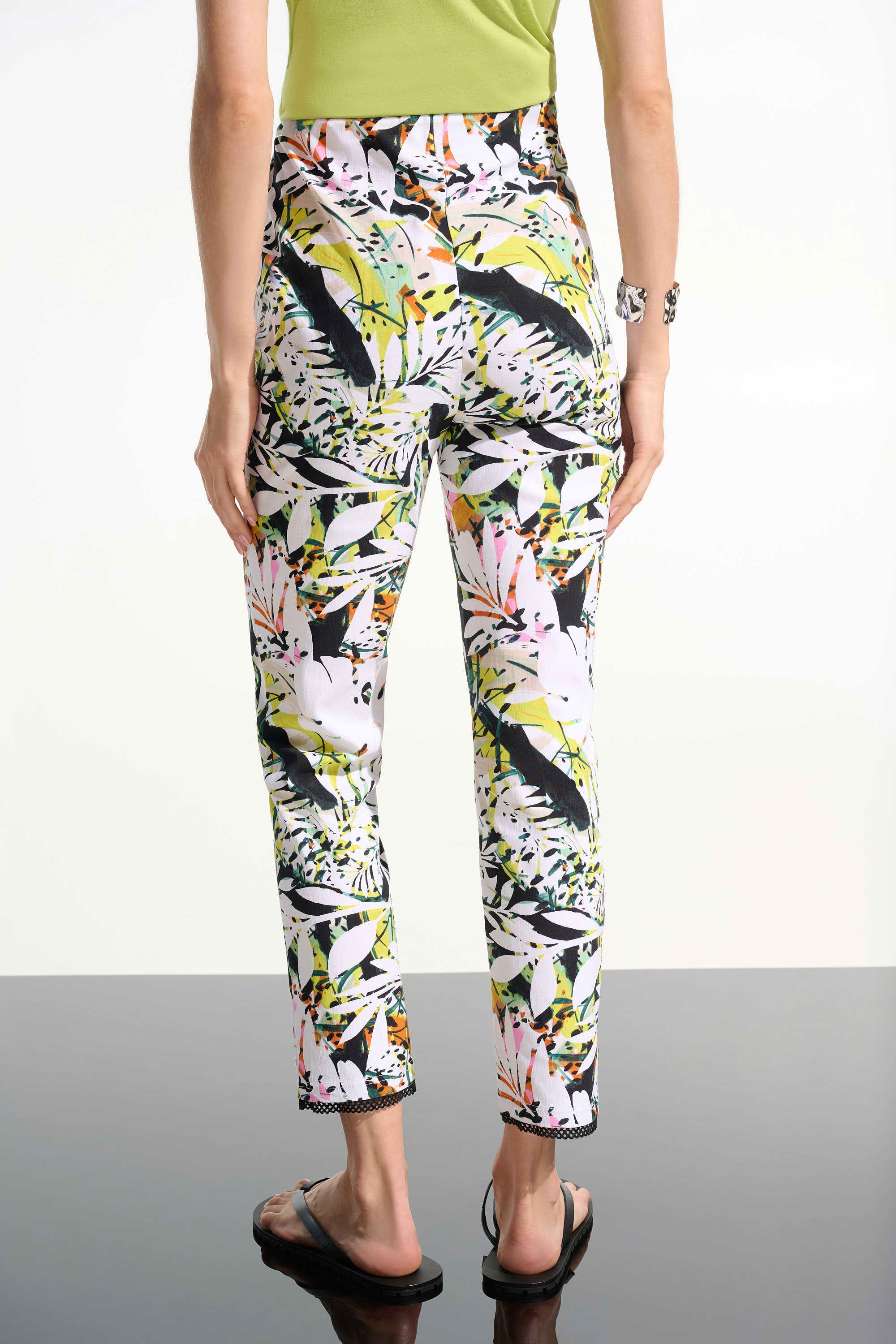 Joseph Ribkoff  Tropical Print Pull-On Pants With Mesh Detail-261603