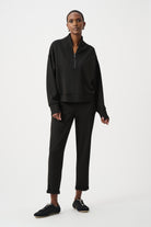 Scuba Jersey Boxy Sweatshirt With High Collar and Front Zipper