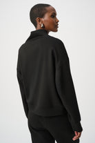 Scuba Jersey Boxy Sweatshirt With High Collar and Front Zipper