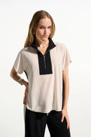 Joseph Ribkoff Color Block Straight Top With Zipped Collar-261611