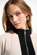 Joseph Ribkoff Color Block Straight Top With Zipped Collar-261611