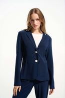 Joseph Ribkoff Silky Knit Fitted Blazer With Stripe Band Detail-261622