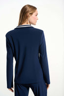 Joseph Ribkoff Silky Knit Fitted Blazer With Stripe Band Detail-261622