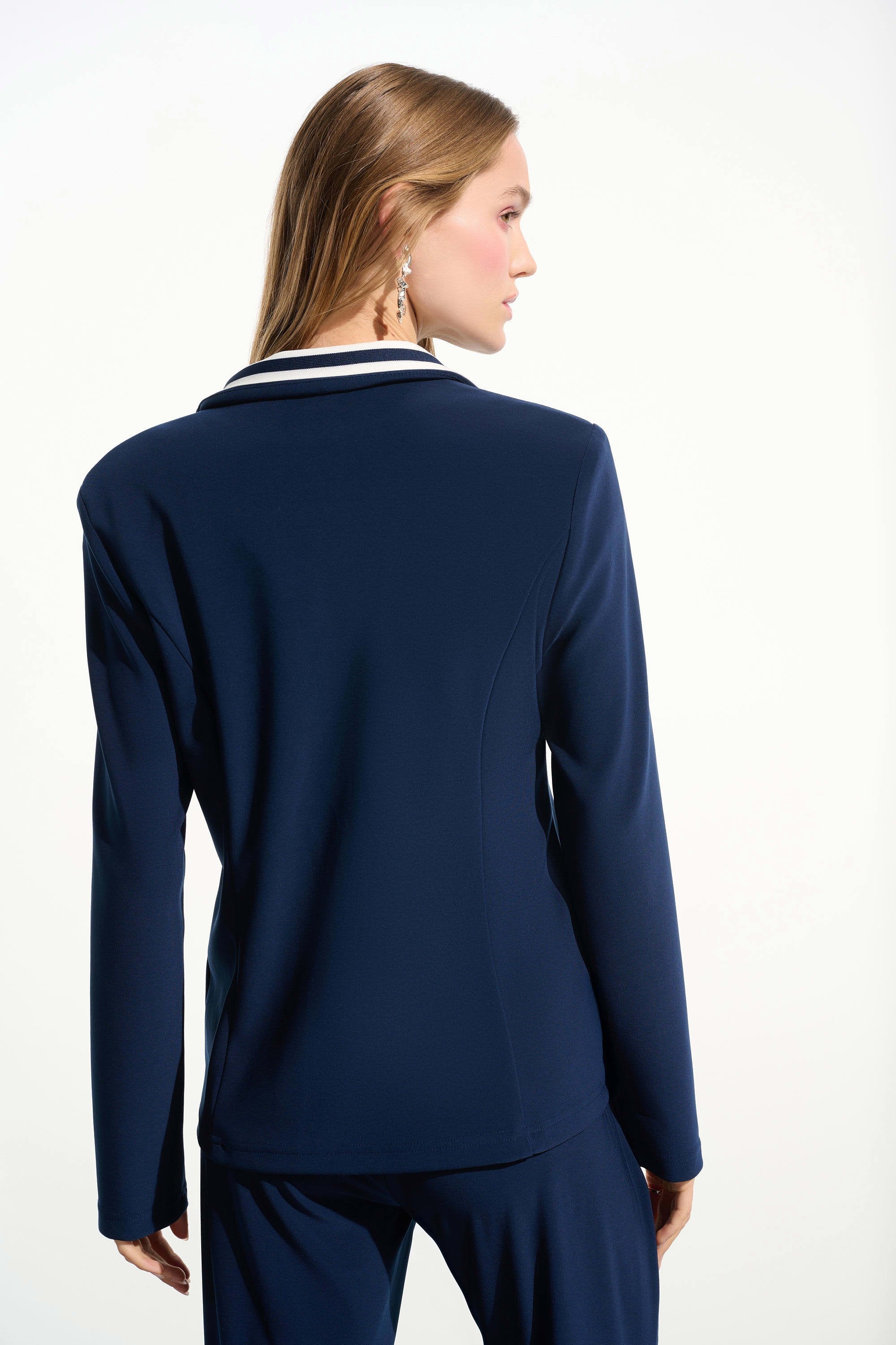 Joseph Ribkoff Silky Knit Fitted Blazer With Stripe Band Detail-261622