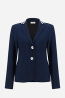 Joseph Ribkoff Silky Knit Fitted Blazer With Stripe Band Detail-261622