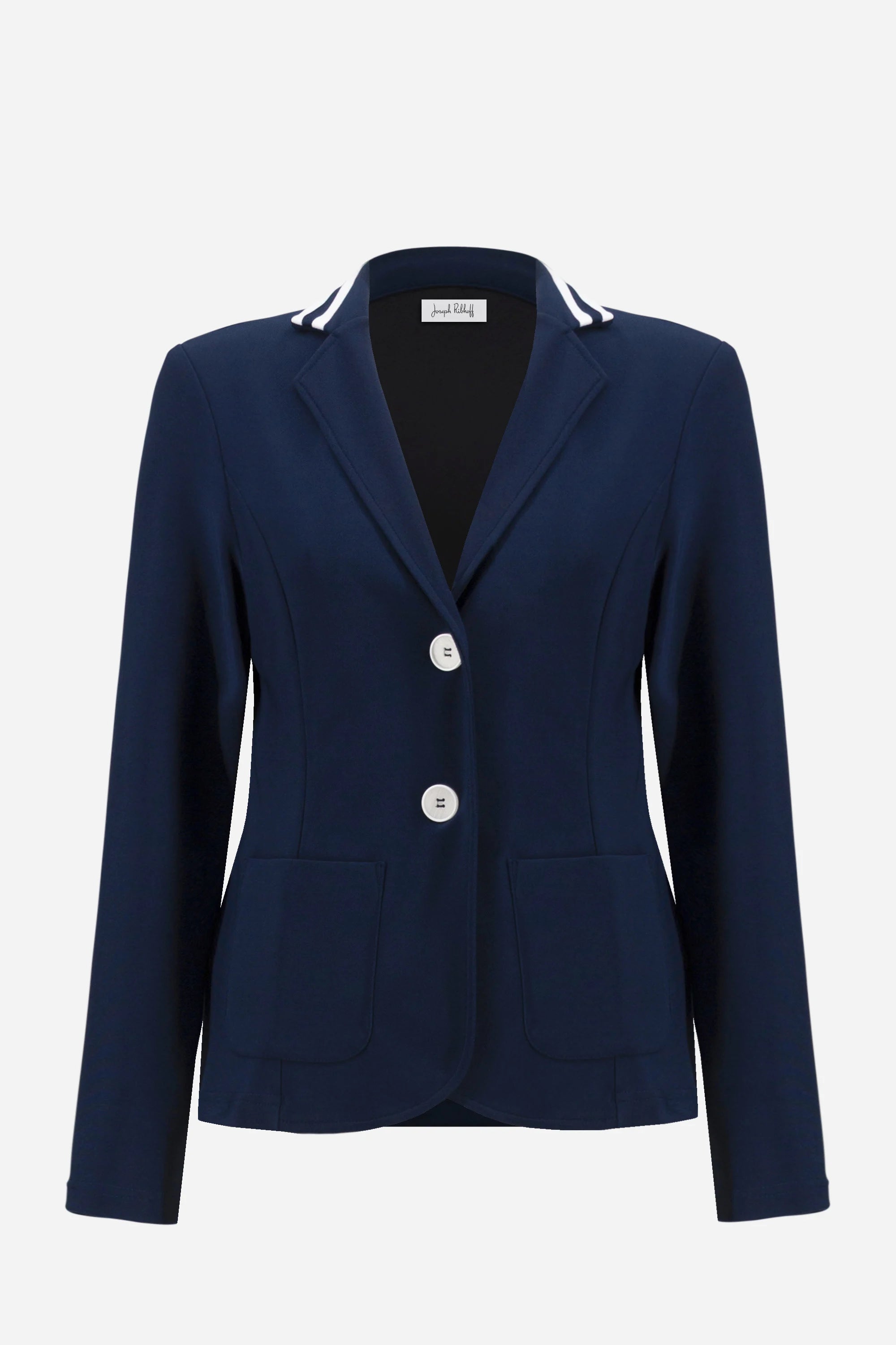 Joseph Ribkoff Silky Knit Fitted Blazer With Stripe Band Detail-261622
