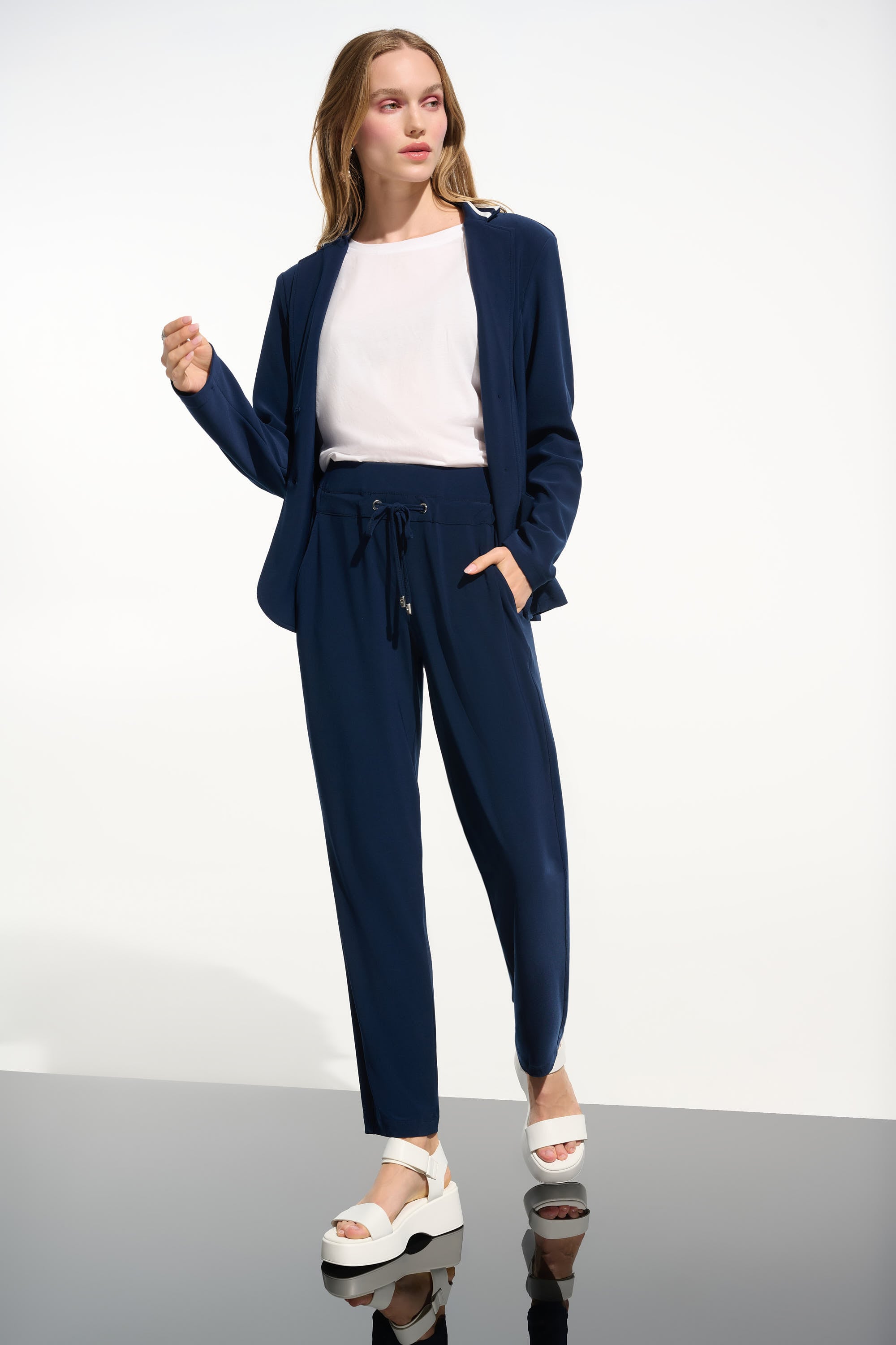 Silky Knit Pull-On Jogger Pants With Drawstring