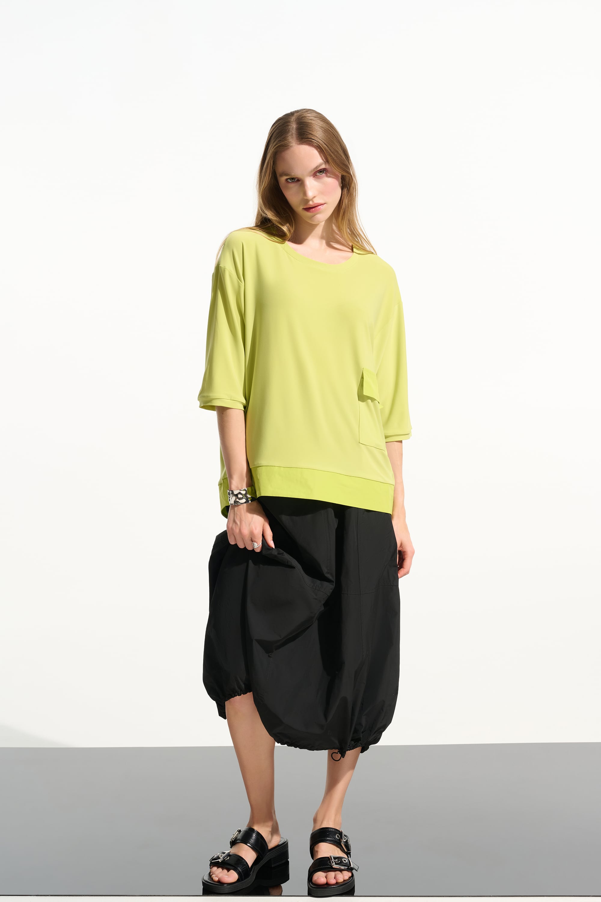 Silky Knit And Memory Boxy Tunic With Pocket Detail
