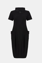 Silky Knit Cocoon Dress With Memory Funnel Collar