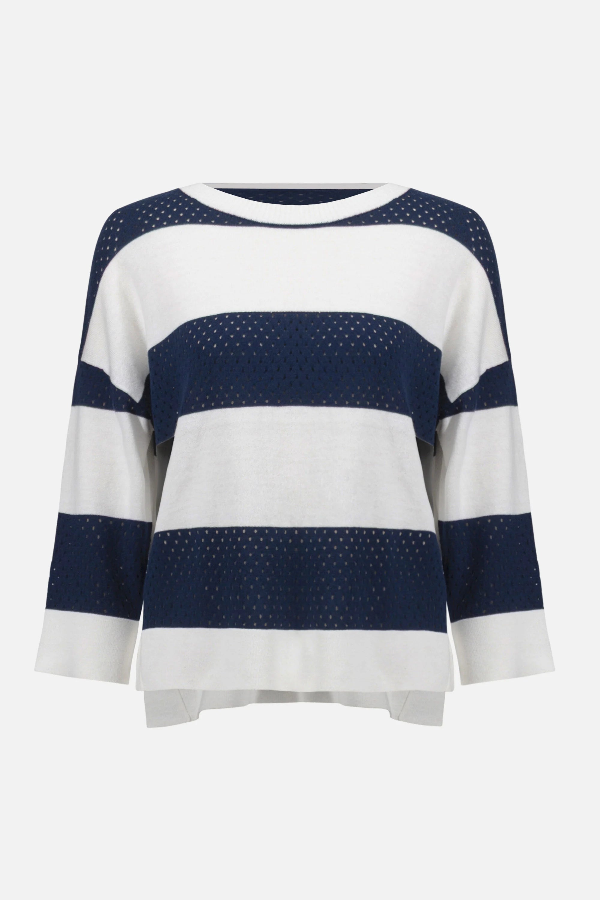 Joseph Ribkoff Cotton Blend Stripe Print Crewneck Sweater-261635