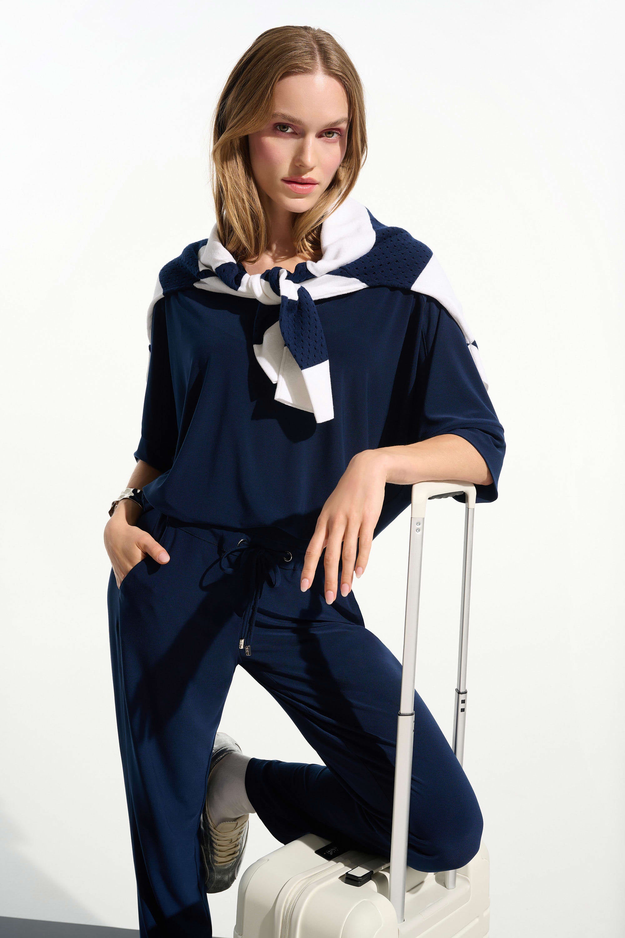 Joseph Ribkoff Silky Knit Boxy Top With V-neckline-261641