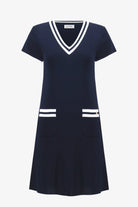 Viscose Knit A-Line Dress With Rib Trim