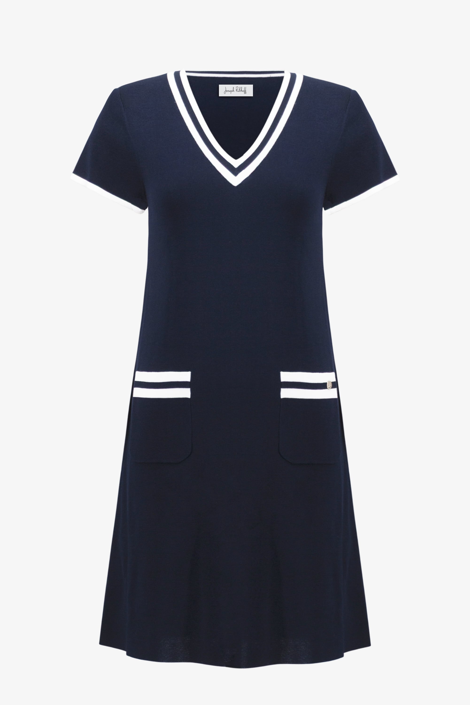 Viscose Knit A-Line Dress With Rib Trim