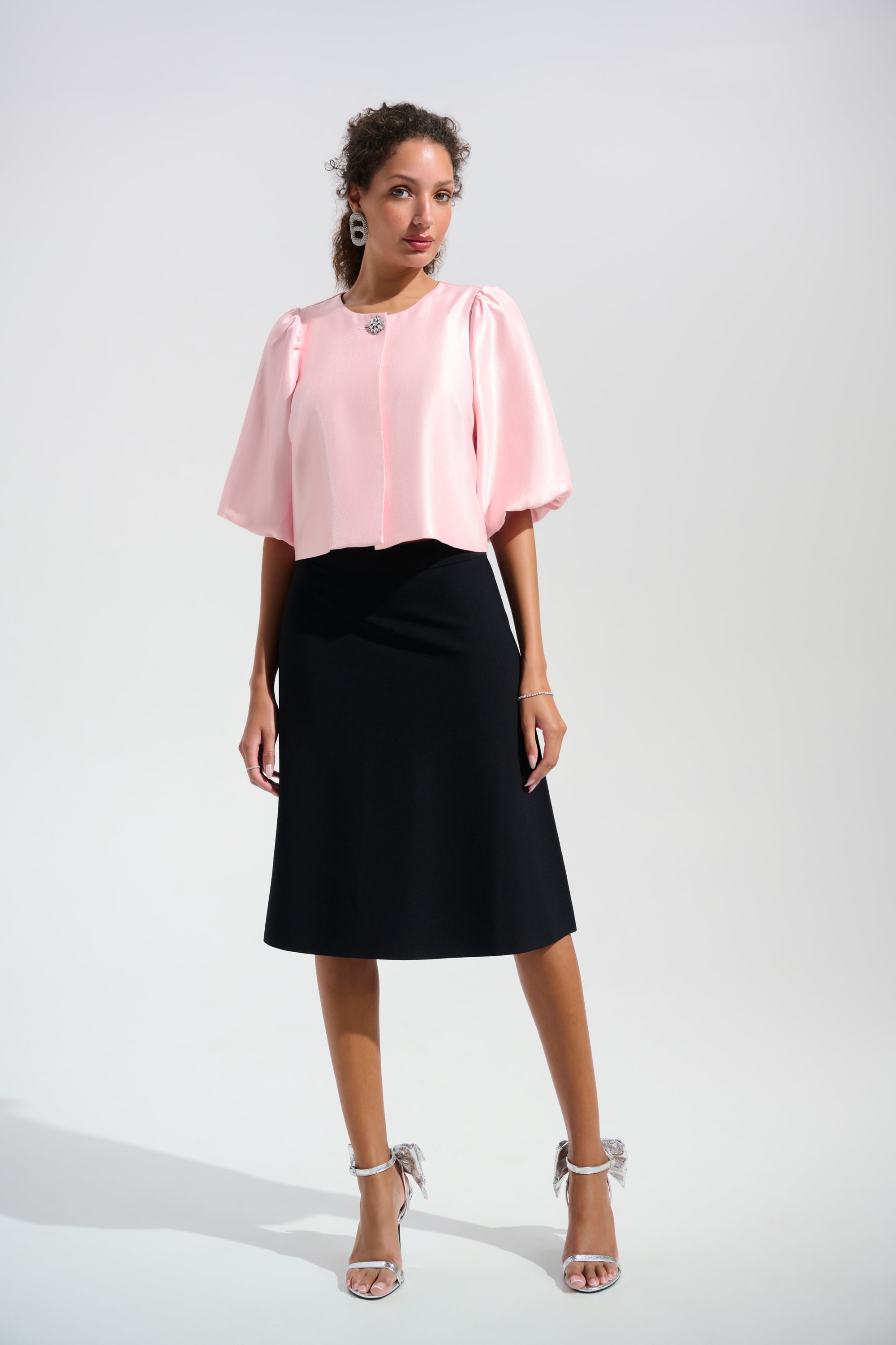 Signature | Shimmer Jacquard Boxy Jacket With Puff Sleeves