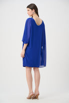 Signature | Cascade Knit Sheath Dress With Chiffon Poncho Overlay