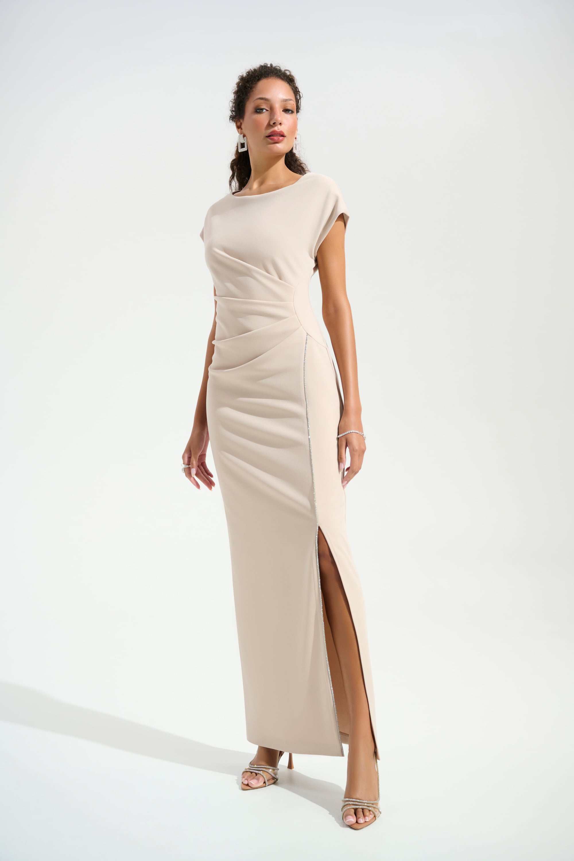 Signature | Scuba Crepe Sheath Gown With Rhinestones Piping