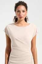 Signature | Scuba Crepe Sheath Gown With Rhinestones Piping