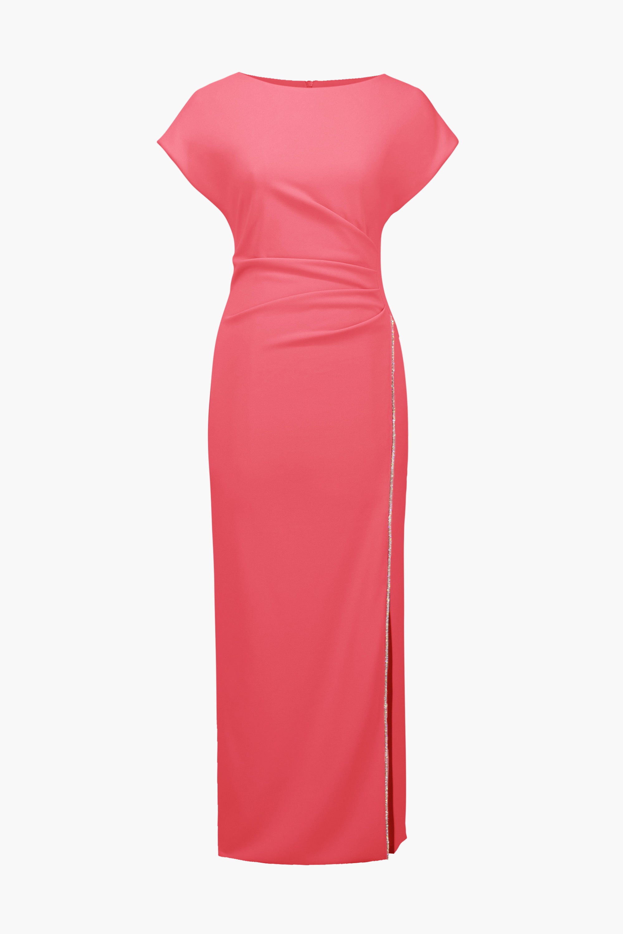 Signature | Scuba Crepe Sheath Gown With Rhinestones Piping