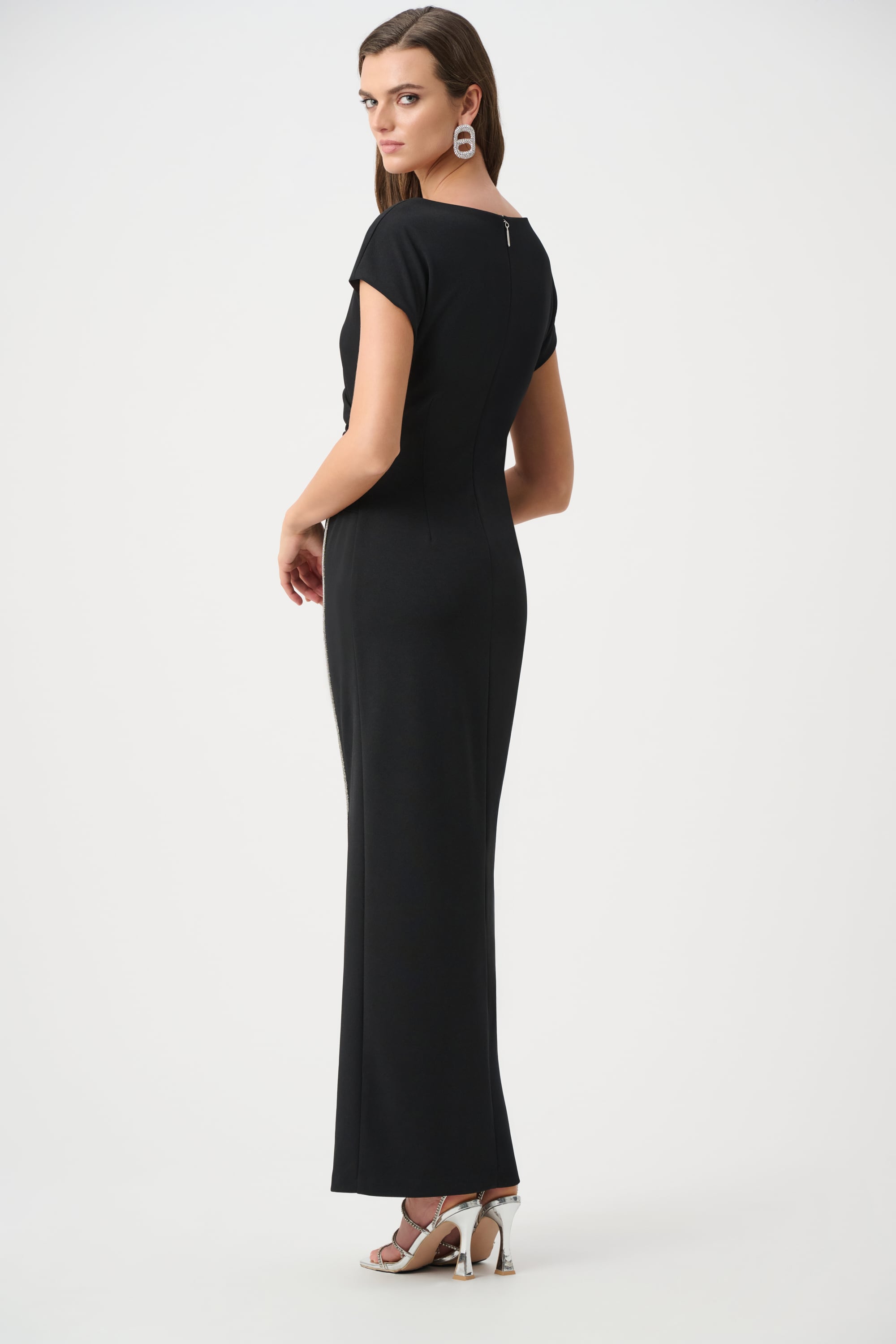 Signature | Scuba Crepe Sheath Gown With Rhinestones Piping