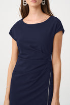 Signature | Scuba Crepe Sheath Gown With Rhinestones Piping