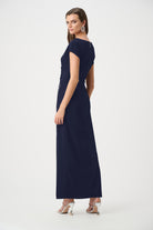 Signature | Scuba Crepe Sheath Gown With Rhinestones Piping