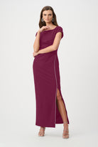 Signature | Scuba Crepe Sheath Gown With Rhinestones Piping