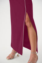 Signature | Scuba Crepe Sheath Gown With Rhinestones Piping
