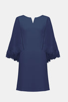 Signature | Silky Knit A-Line Dress With Chiffon Cape And Novelty Trim