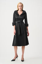 Signature | Stretch Taffeta Fit And Flare Dress With Lapel Collar