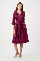 Joseph Ribkoff Signature | Stretch Taffeta Fit And Flare Dress With Lapel Collar-261719F26, Berry Burst
