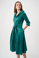 Joseph Ribkoff Signature | Stretch Taffeta Fit And Flare Dress With Lapel Collar-261719