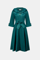 Signature | Stretch Taffeta Fit And Flare Dress With Lapel Collar