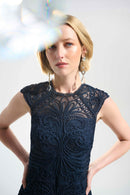 Joseph Ribkoff Signature | Guipure Soutache Trumpet Dress With Ruffle Hem-261740