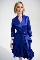 Signature | Stretch Taffeta Fit And Flare Dress With Cascading Ruffle Skirt