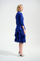 Signature | Stretch Taffeta Fit And Flare Dress With Cascading Ruffle Skirt