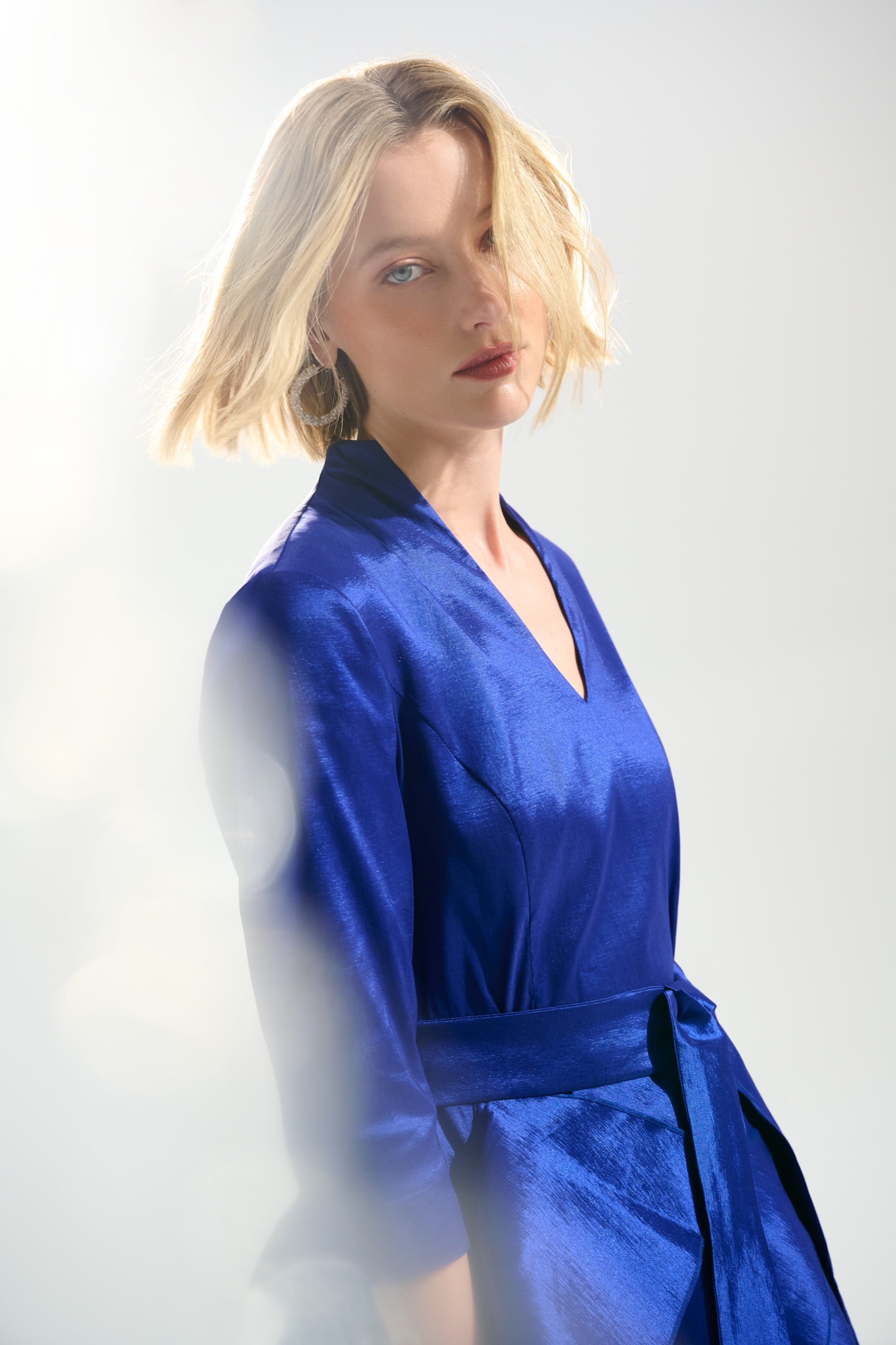 Signature | Stretch Taffeta Fit And Flare Dress With Cascading Ruffle Skirt