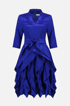 Signature | Stretch Taffeta Fit And Flare Dress With Cascading Ruffle Skirt