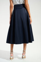 Signature | |Stretch Taffeta Flared Skirt With Box Pleats